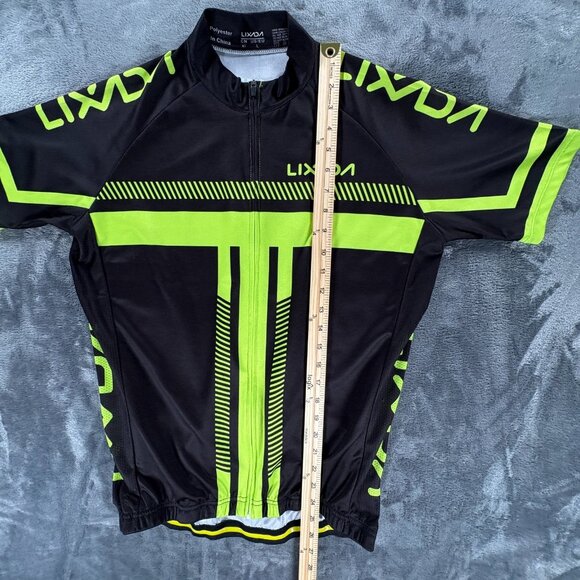 Lixada Cycling Jersey XL Black Neon Green Short Sleeve Full Zip Reflective - Picture 8 of 8
